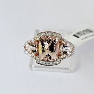 Genuine 10K Rose Gold Morganite & Diamond 3.86 Carat Ring Size 8! πβ¨οΈ
